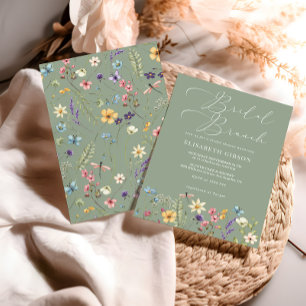Invitation Fleur sauvage et papillon Sage Green Bridal Brunch