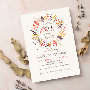 Invitation Fleur sauvage Fern Champagne Folithe Anniversaire