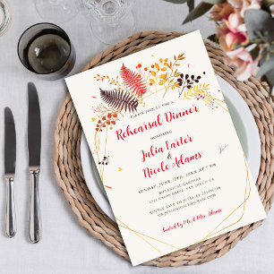 Invitation Fleur sauvage Fern Champignons Dîner de répétition