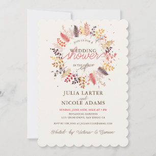 Invitation Fleur sauvage Fern Mushroom Foliage Wedding shower