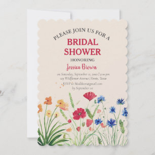 Invitation Fleur sauvage Fête des mariées Floral Aquarelle Po
