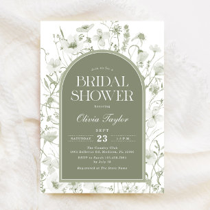 Invitation Fleur sauvage Fête des mariées Floral Sage Vert