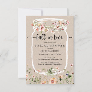 Invitation Fleur sauvage Fête des mariées Mason Jar Pink Invi