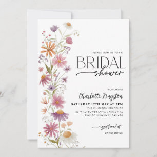 Invitation Fleur sauvage Fête des mariées rose Floral