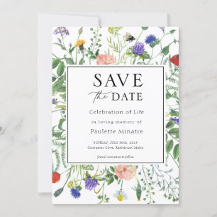 Invitation Fleur sauvage Fields Celebration of Life Save Date