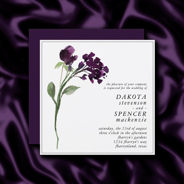 Invitation Fleur sauvage | Fleur sauvage de Bohême violette p (Créateur téléchargé)