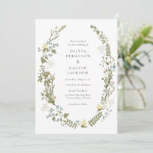 Invitation Fleur sauvage Fleurs jaunes et bleues Mariage de c