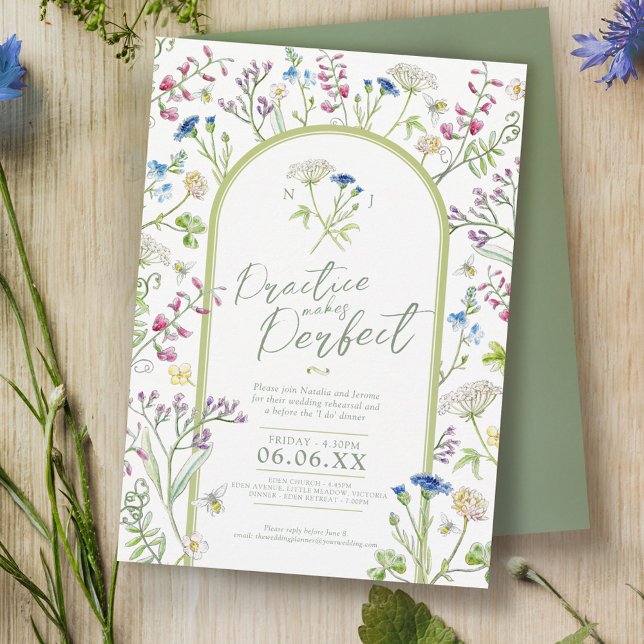 Invitation Fleur sauvage floral aquarelle art mariage répétit (Créateur téléchargé)