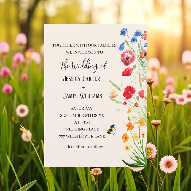 Invitation Fleur sauvage Floral Aquarelle Boho Rustique Maria (Créateur téléchargé)