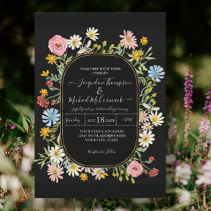 Invitation Fleur sauvage Floral Aquarelle Mariage or élégant