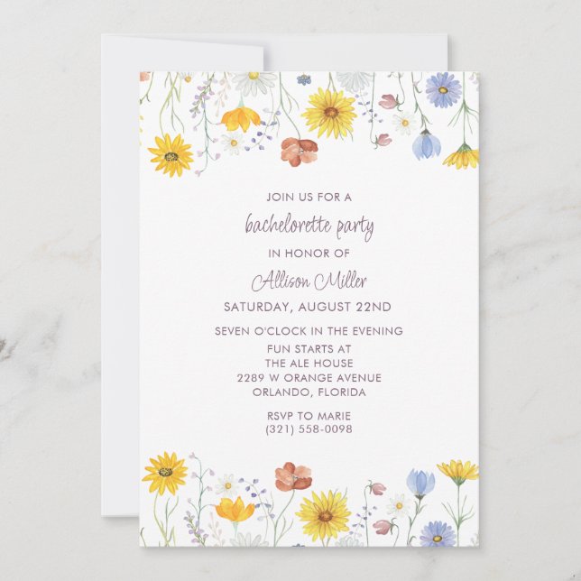 Invitation Fleur sauvage Floral Bachelorette (Devant)