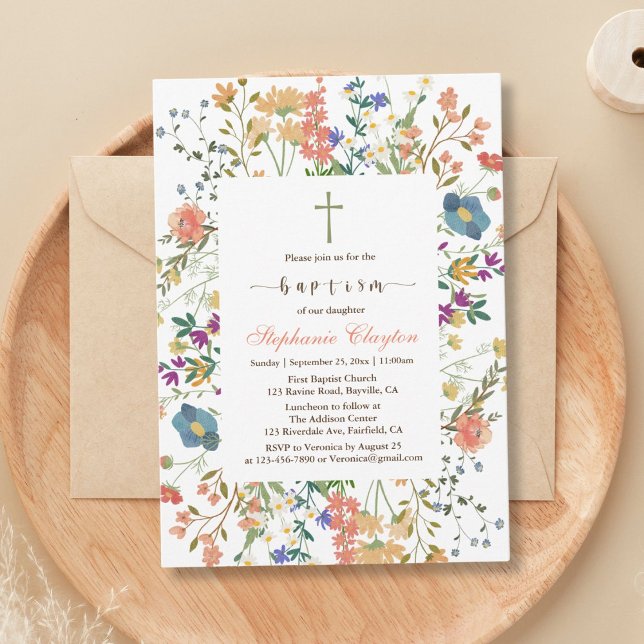 Invitation fleur sauvage Floral Baptism (Créateur téléchargé)