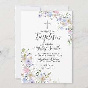Invitation fleur sauvage Floral BAPTISM