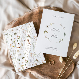 Invitation Fleur sauvage floral élégant minimaliste enregistr