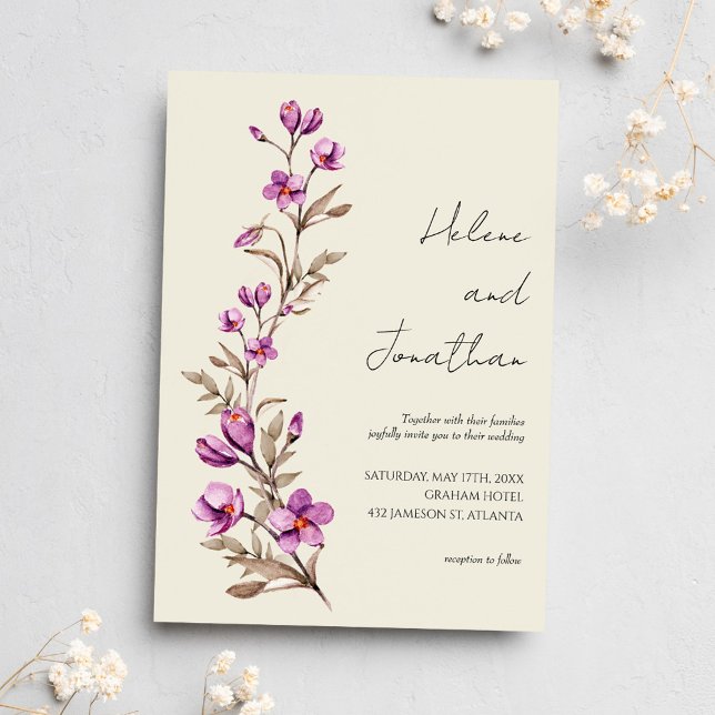 Invitation Fleur sauvage Floral Élégant Pastel Boho Mariage (Créateur téléchargé)