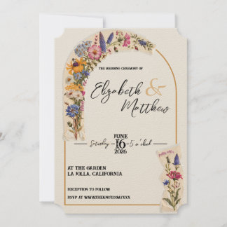 Invitation Fleur sauvage Floral Garden Vintage Mariage