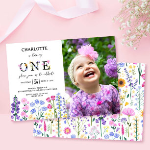 Invitation Fleur sauvage Floral Girl Premier anniversaire Pri
