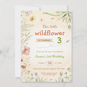 Invitation Fleur sauvage Floral Girl's Kid Summer Birthday Pa