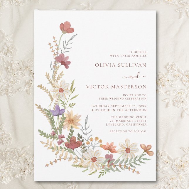 Invitation Fleur sauvage Floral Mariage (Créateur téléchargé)