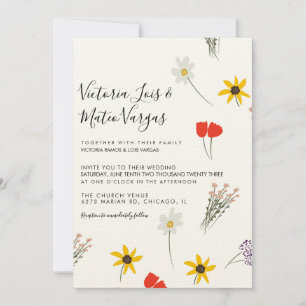 Invitation Fleur Sauvage Floralité Végétale Mariage Beige