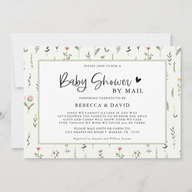 Invitation Fleur sauvage Garden Baby shower par mail Invitati (Devant)