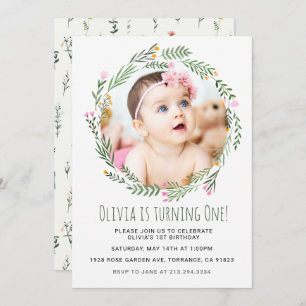Invitation Fleur sauvage Garden Girl 1er anniversaire