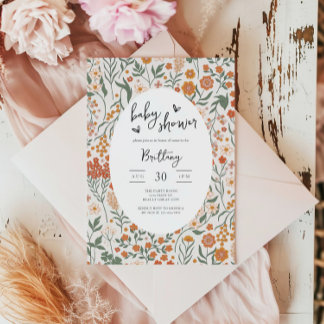Invitation Fleur sauvage Garden Party Baby shower neutre genr