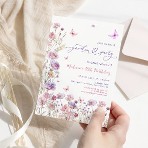 Invitation Fleur sauvage Garden Party N'importe quel âge anni