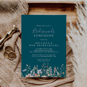 Invitation Fleur sauvage Green Bridesmaids Luncheon Douche
