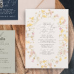 Invitation Fleur sauvage ivoire double arche cadre Mariage<br><div class="desc">Une faire-part de mariage boho avec une touche moderne. Doté d'un fleur sauvage floral dans un cadre double arc rose et jaune pâle entoure l'information mariage sur un arrière - plan ivoire / crème. Idéal pour le printemps, l'été d'automne. Mélangez et associez des pièces pour créer une suite de mariages...</div>