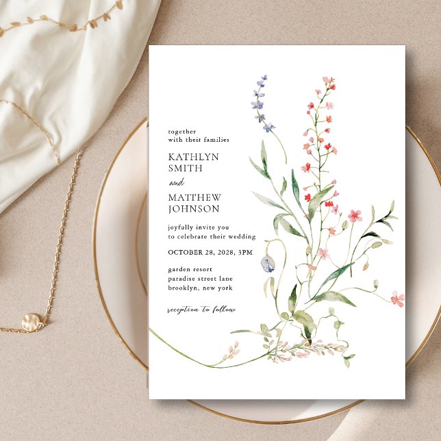 Invitation Fleur sauvage Jardin Floral coloré moderne mariage (Créateur téléchargé)