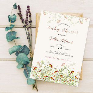 Invitation Fleur sauvage Jaune Feuillage de Tagète Baby Showe