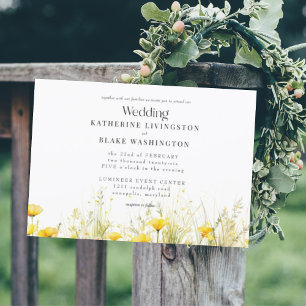Invitation Fleur sauvage jaune Mariage coloré sans parents