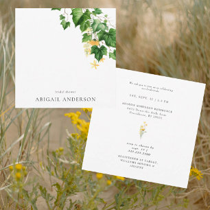 Invitation Fleur sauvage jaune Minimaliste Carré Lancement de