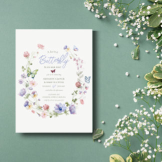 Invitation Fleur sauvage Lilac Baby shower papillon Invitatio