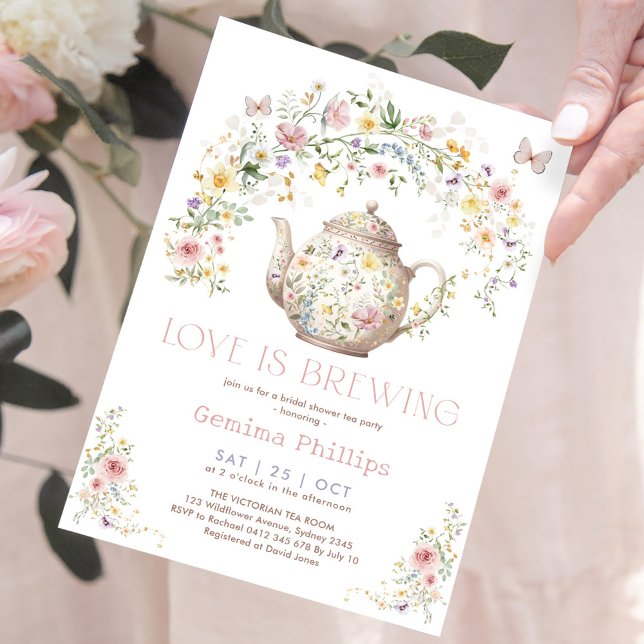 Invitation Fleur sauvage Love est brasser Tea Party Fête des  (Créateur téléchargé)