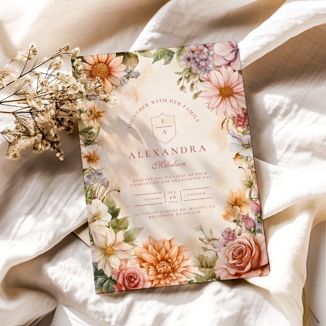 Invitation Fleur sauvage lunaire Meadow Garden Graduation (Créateur téléchargé)