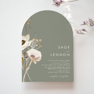 Invitation Fleur sauvage lunatique   Arche Mariage verte Sage