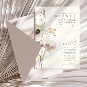 Invitation Fleur sauvage lunatique   Brunch d'ivoire et bulle