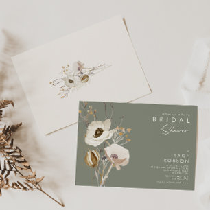 Invitation Fleur sauvage lunatique Fête des mariées verte S