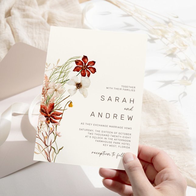 Invitation Fleur sauvage lunatique | Mariage de fleurs séchée (Créateur téléchargé)