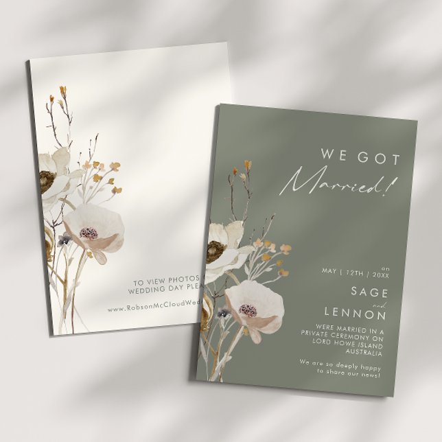 Invitation Fleur sauvage lunatique | Sage Elopement Faire-par (Créateur téléchargé)