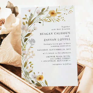 Invitation Fleur sauvage magnifique Botanique moderne Mariage