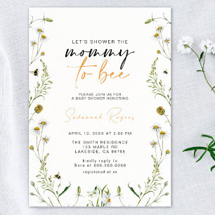 Invitation Fleur sauvage Maman D'Être Un Baby shower Neutre P