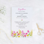 Invitation Fleur sauvage Mariage Aquarelle Élégant Script<br><div class="desc">faire-part de mariage fleur sauvage avec flûtes d'aquarelle. Conçu et illustré avec amour par Kristine Lee Designs www.kristineleedesigns.com</div>