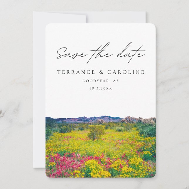 Invitation Fleur sauvage Mariage Arizona Enregistrer la date (Devant)