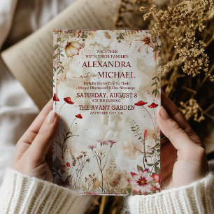 Invitation Fleur sauvage Mariage Floral Rustique