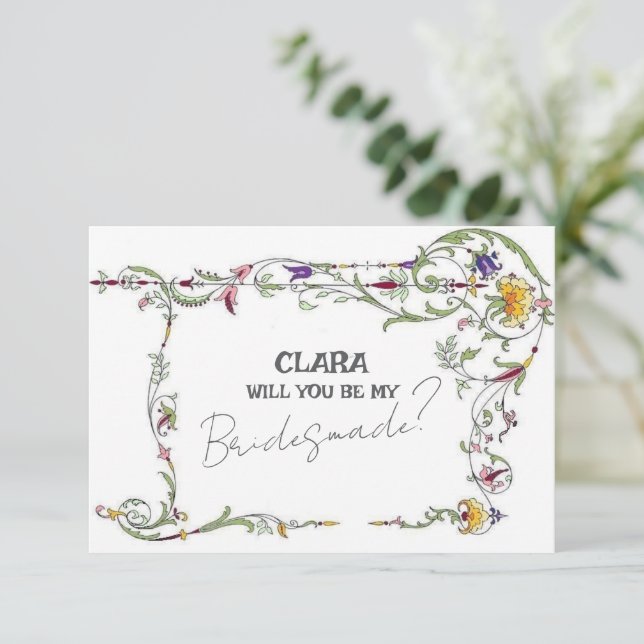 Invitation Fleur sauvage Mariage Rustic Country Bridesmade (Debout devant)