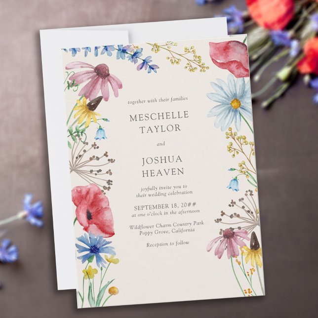 Invitation Fleur sauvage Mariage Rustic Country Floral (Natural wildflowers for natural love)