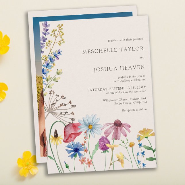 Invitation Fleur sauvage Mariage Rustic Floral Photo (beautiful wild flowers full of rustic country charm)